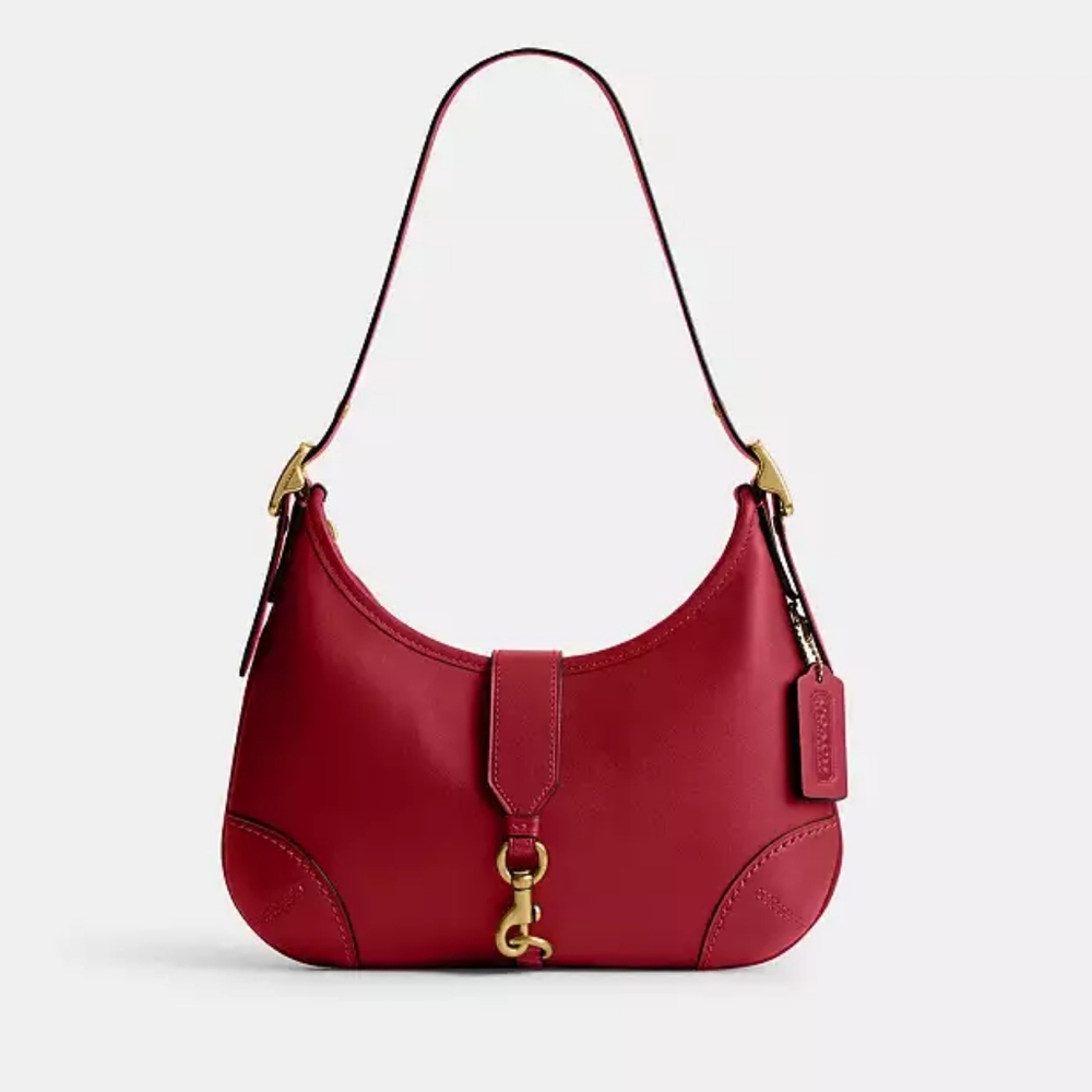 Coach Hamptons Hobo in Ruby with brass hardware